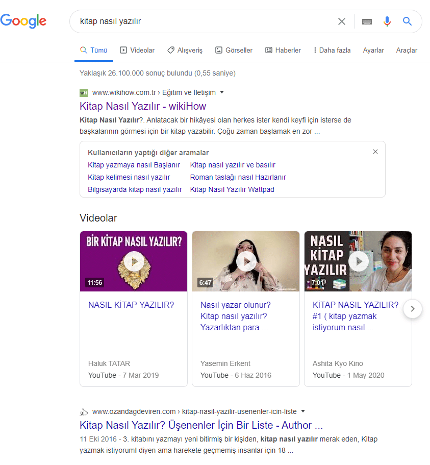 SERP Örneği SEO