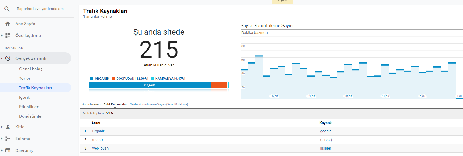 gerçek zamanlı analytics