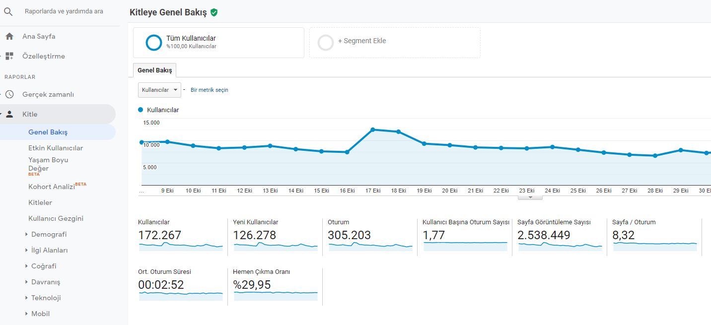 kitle genel bakış analytics