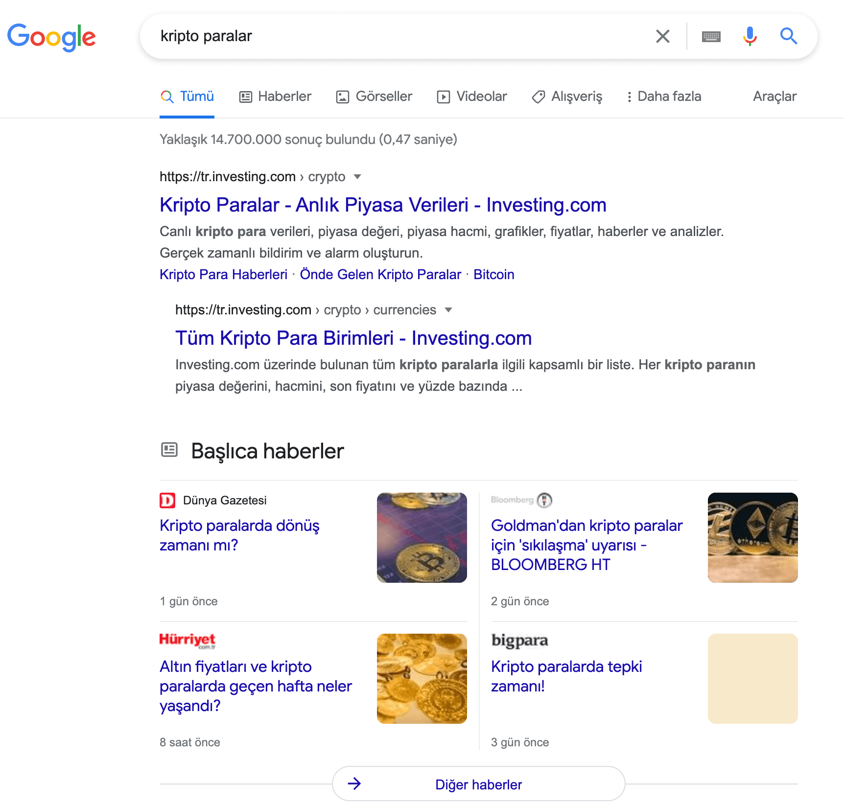Google Arama Haber Sonuçları