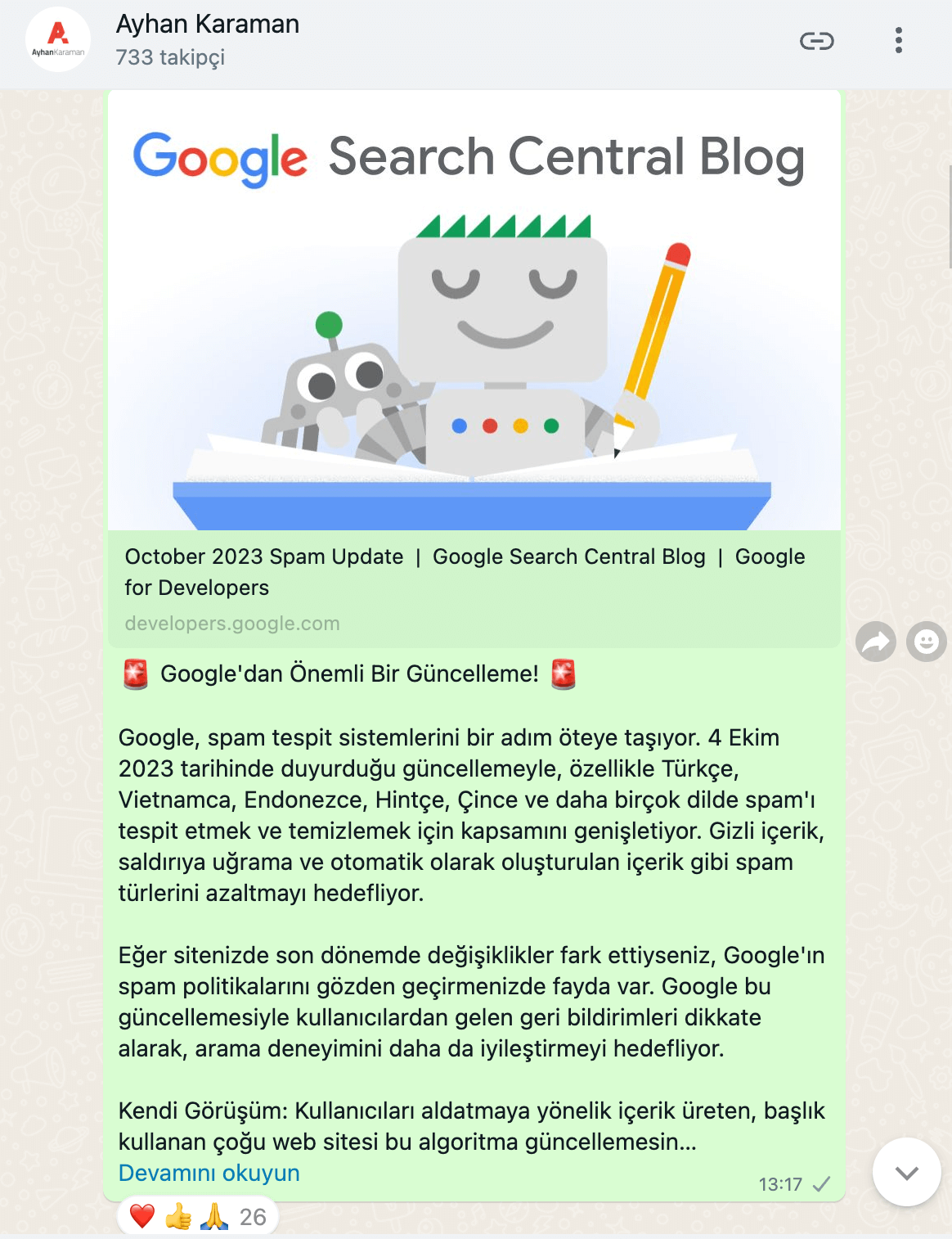 WhatsApp SEO Kanalı Ayhan Karaman